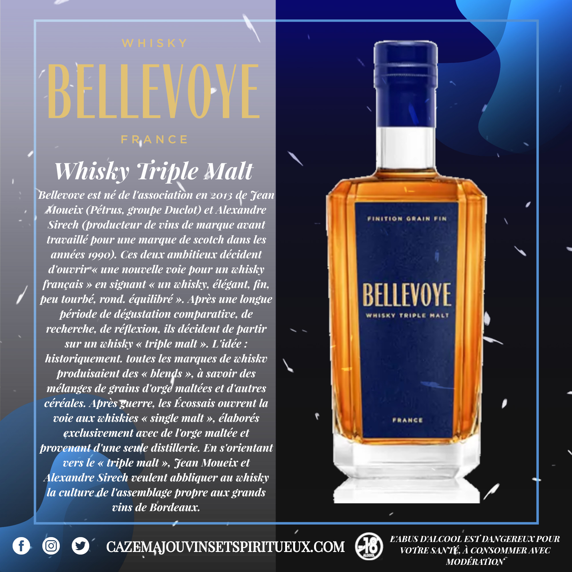 Whisky Bellevoye De France Bleu 70 cl 40°