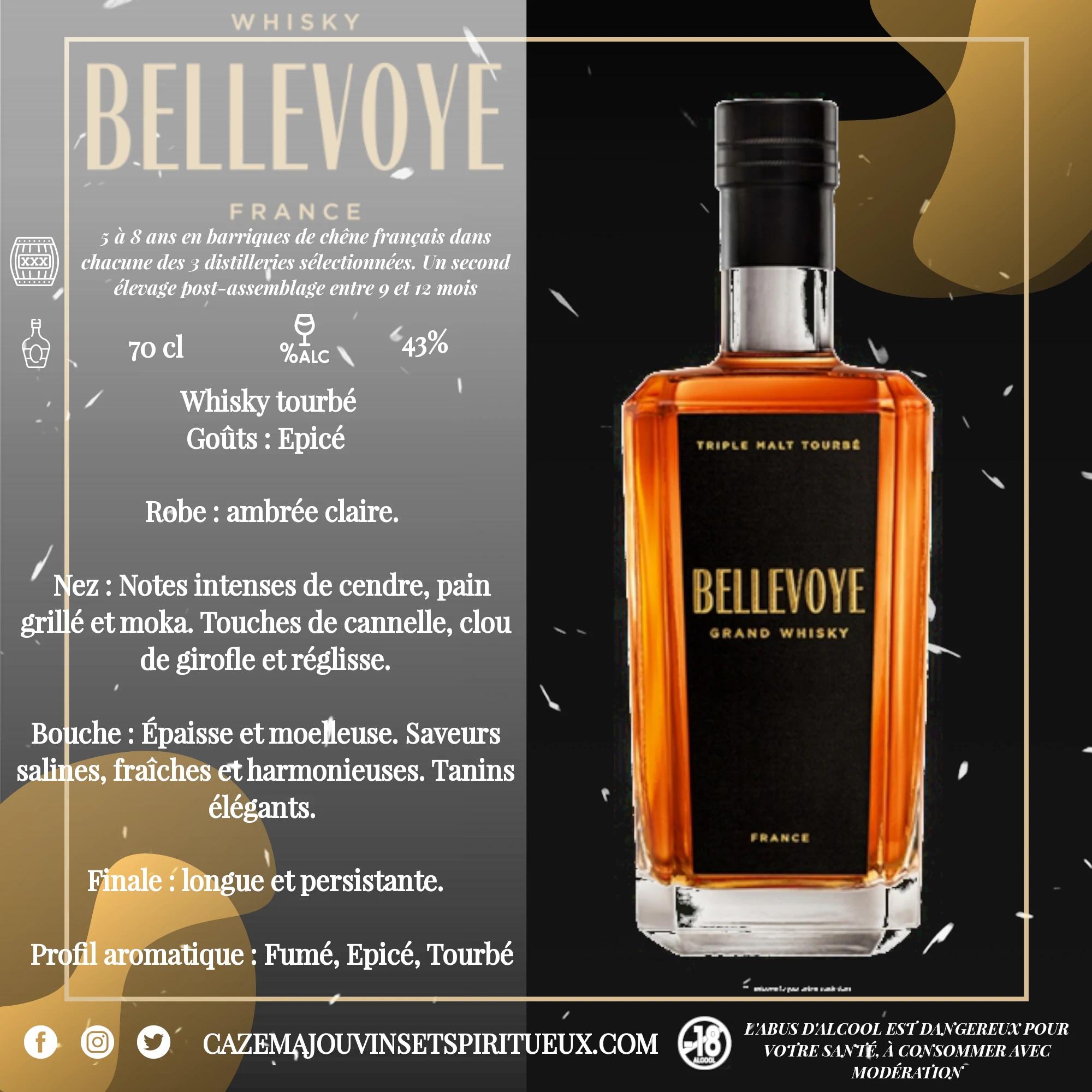 Bellevoye Noir, Whisky français, 70cl – Rezhin